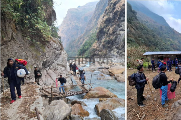 हिमाली बस्तीका मतदान केन्द्रमा पुग्दै निर्वाचन टोली